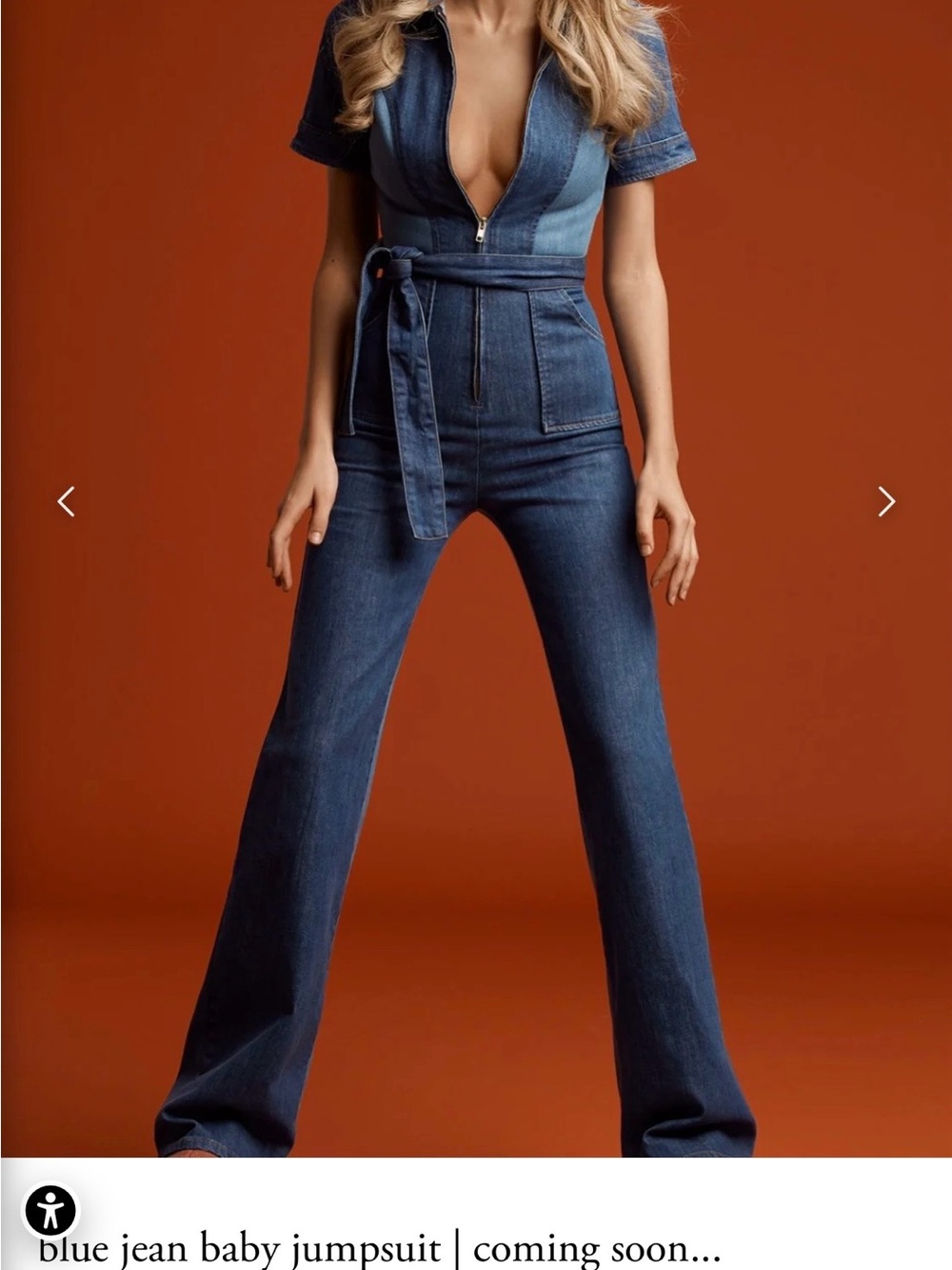 Stoned Immaculate Blue Denim Jumpsuit with Waist Tie